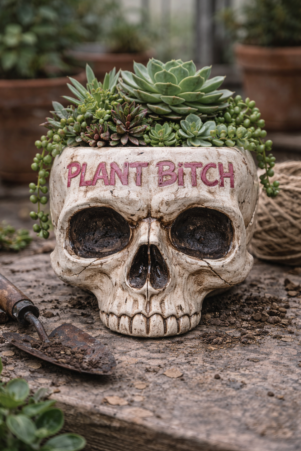 Ceramic skull planter